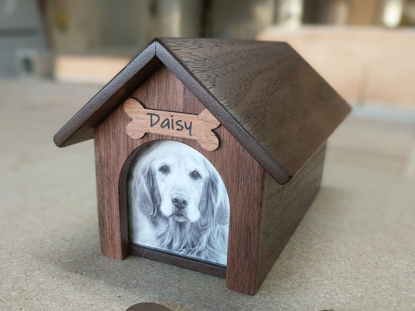 Handcrafted Hardwood Doghouse Memorial